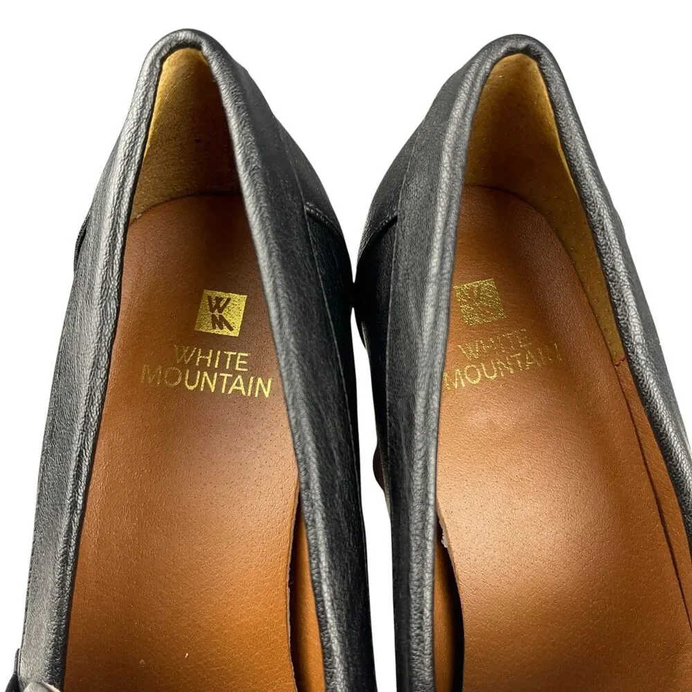 White Mountain Women's Manning Heeled Loafers 8M Black Chain Chunky Platform Y2K